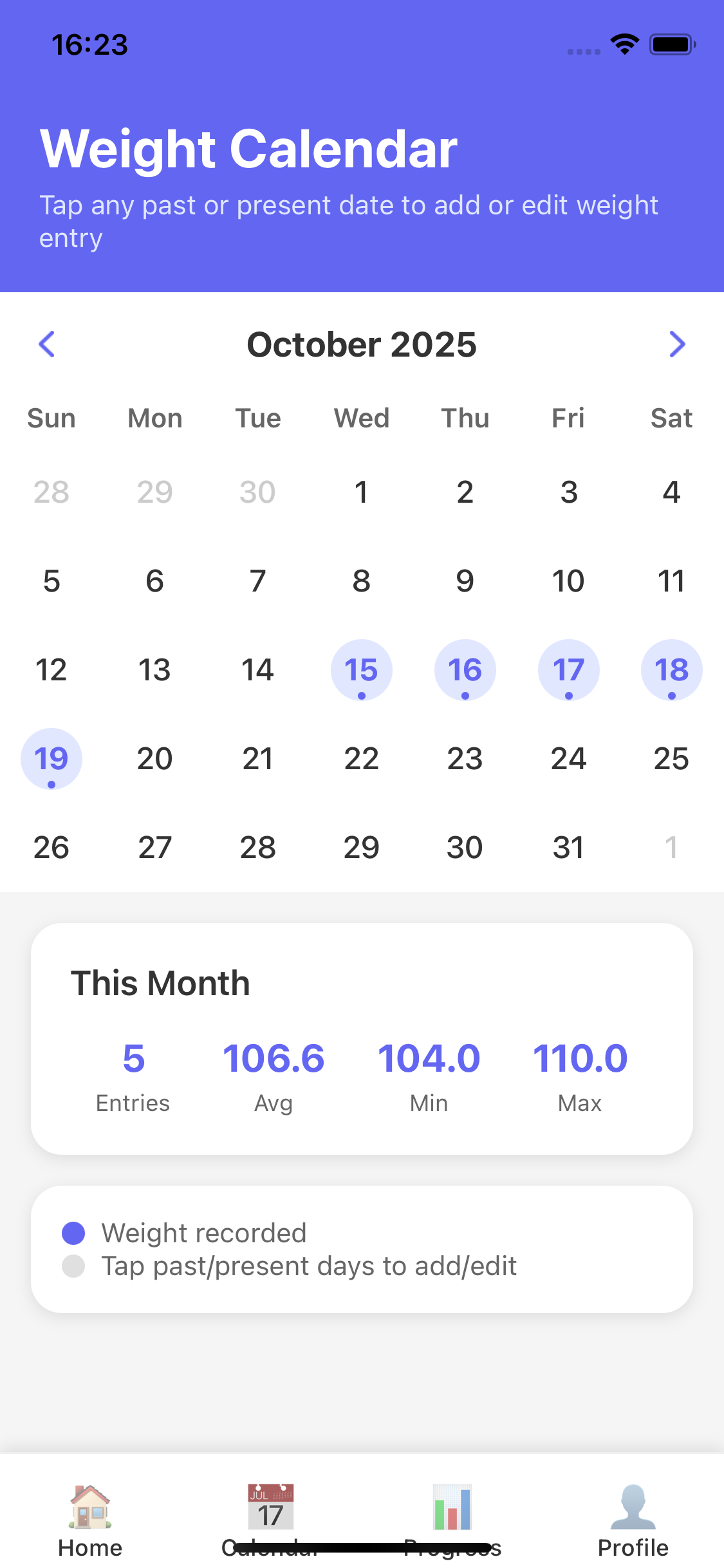 Calendar Screen
